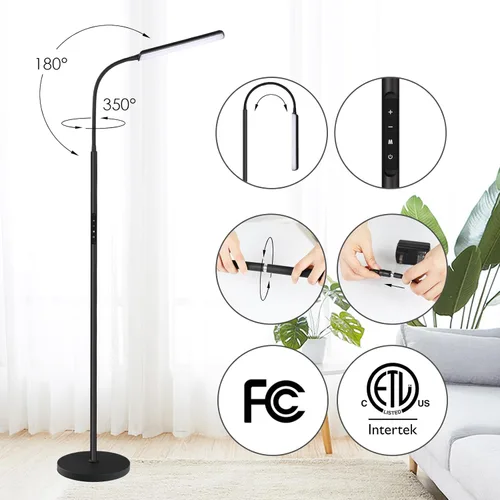 Miniatura 8 de Dimunt Lámpara de pie LED, lámparas de pie brillantes de 15W para sala de estar con temporizador de 1H, lámparas de pie ajustables sin escalones