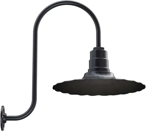 Miniatura 60 de Steel Lighting Co. Highland Park - Luz de granero Montada en la pared al aire libre Onda radial de 16 pulgadas Brazo recto de 11 pulgadas