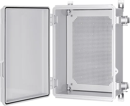 Gratury Caja de conexiones, carcasa de plástico impermeable IP67 para proyectos eléctricos, cubierta gris con bisagras, incluye placa de montaje y