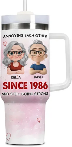 Vaso de café personalizado para parejas, regalo del día de San Valentín para marido, esposa, vaso de 40 onzas, aniversario, regalos de boda para él,