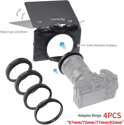 Miniatura 3 de Runshuangyu - Caja de lente mate ligera con abrazadera con bandera superior para cámara DSLR sin espejo, compatible con filtro 4x4, 4x5.65