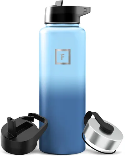 Miniatura 98 de IRON °FLASK Frasco de hidratación para acampar y senderismo con pajilla, botella de agua deportiva de acero inoxidable con aislamiento de boca Dark