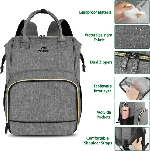 Miniatura 5 de Lonchera-Mochila , mochila con aislamiento térmico con puerto USB para mujeres y hombres, resistente al agua, lonchera a prueba de fugas