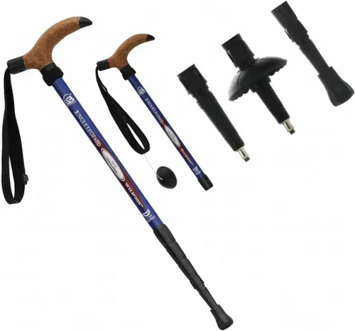 Miniatura 10 de Bastón de trekking de aleación de aluminio con bloqueo rápido antichoque, muleta de caña ajustable para montañas, trekking y senderismo, ultraligero