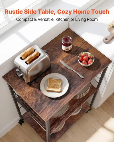 Miniatura 4 de VEVOR Carrito de cocina utilitario de 3 niveles y 23.7 pulgadas, soporte para microondas, estante de almacenamiento resistente, carrito de servicio