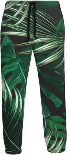 Miniatura 6 de ultaro Mens Tropical Palm Leaf Jungle Sweatpants Lightweight Casual Joggers for Workout Gym Running Jogging