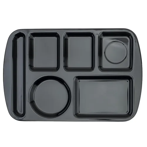 Miniatura 6 de G.E.T. Bandeja escolar para cafetería con 6 compartimentos, para zurdos, 10 x 14 pulgadas, verde bosque (paquete de 4)
