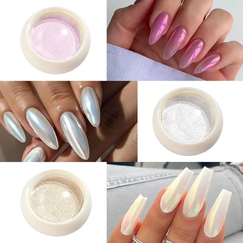 Miniatura 5 de 7Jars - Polvo de uñas cromado, efecto aurora, pigmento neón, perla, brillantina, iridiscente, kit de manicura, arte de uñas, arte de uñas