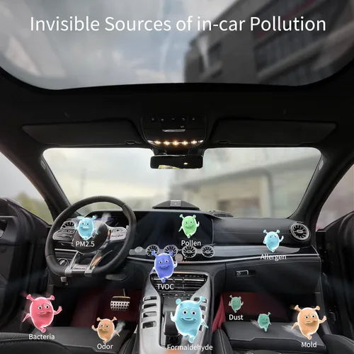 Miniatura 3 de Purificador de aire para automóvil con filtro HEPA verdadero H13: purificador de aire portátil para automóviles para humos de escape, COV, humo, Gris