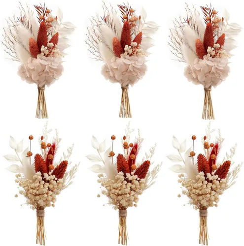 Miniatura 12 de Juego de 6 mini ramos de flores secas, mini ramo rosa, decoración de platos de fiesta, caja de propuesta de dama de honor y niña de las flores