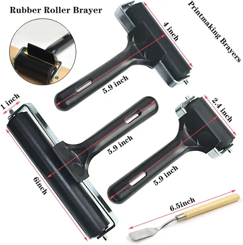 Miniatura 2 de HRJZF Rodillos de goma suave para manualidades, rodillos de sujeción para grabado, brocha, aplicador de tinta, herramienta de pintura al óleo