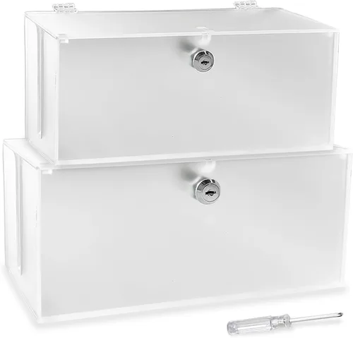Miniatura 8 de Caja organizadora de cables de 2 piezas con cerradura, acrílico, caja organizadora de cables y cubierta de regleta de alimentación, organizador