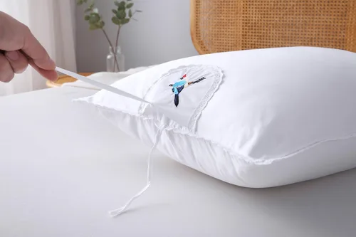 Miniatura 7 de Fundas de almohada bordadas blancas, fundas de almohada de pájaros con encaje, 100% algodón, paquete de 2 unidades, tamaño Queen 30 x 20 pulgadas