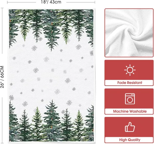 Miniatura 6 de Artoid Mode Árboles de Alce Piñas de Pino Bayas de Acebo Hola Invierno Toallas de Cocina, Toallas de Mano de Decoración de Navidad con Moño de 4