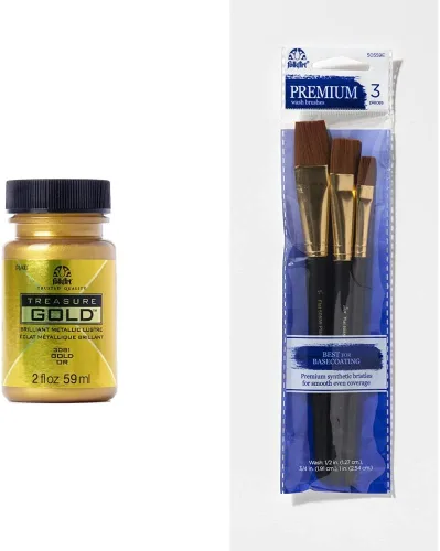 FolkArt Oro surtido fácil de aplicar, suministros de arte con un acabado metálico, pintura del tesoro de 2 onzas líquidas 2.0 fl oz (paquete de 1) y