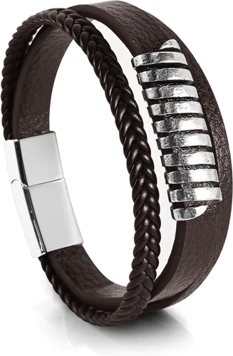 Miniatura 11 de Hamoery Men Leather Bracelet Punk Braided Rope Alloy Bracelet Bangle Wristband