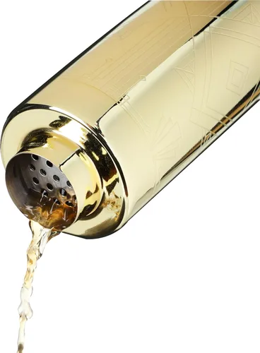Miniatura 6 de Viski Art Deco - Coctelera de acero inoxidable grabada de 24 onzas con colador y acabado dorado