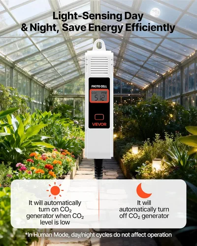 Miniatura 4 de VEVOR Detector de dióxido de carbono, monitor de CO2 de doble salida, función de detección de día y noche, detector de CO2 de refugio constante