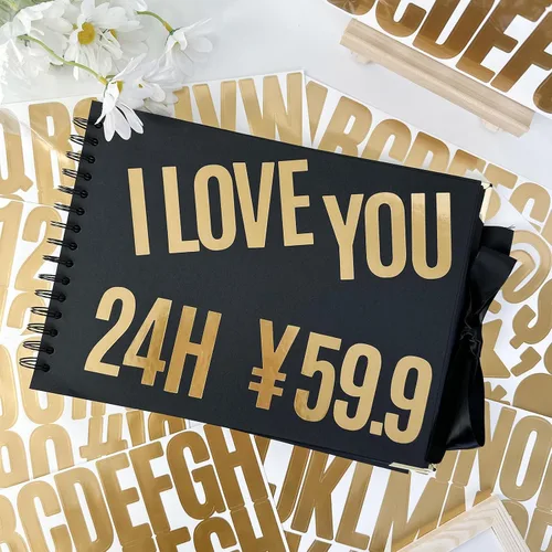 Miniatura 5 de Kit de 12 hojas de 200 calcomanías de letras doradas, grandes letras de vinilo, números, calcomanías adhesivas del alfabeto de 2 1/2 pulgadas