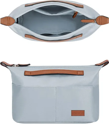 Longchamp Neverful - Organizador de bolso con cremallera (28, azul claro) organizador de bolsas medianas, múltiples bolsillos con posición de taza y