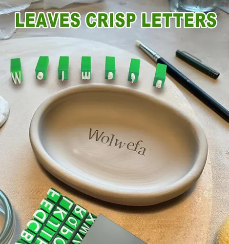 Miniatura 4 de Sellos de letras para arcilla, juego de sellos del alfabeto de arcilla polimérica para cerámica, sellos de cerámica para arcilla personalizados