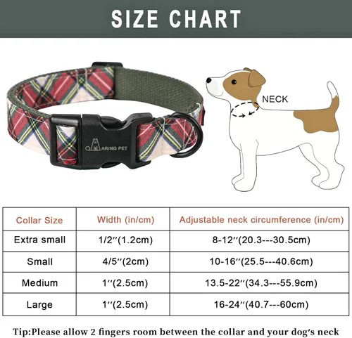 Miniatura 6 de Aring Pet Collar de Navidad para perro, lindo, de algodón, cuadros rojos y verdes, ligeros, para cachorros, para perros pequeños, medianos y Navidad