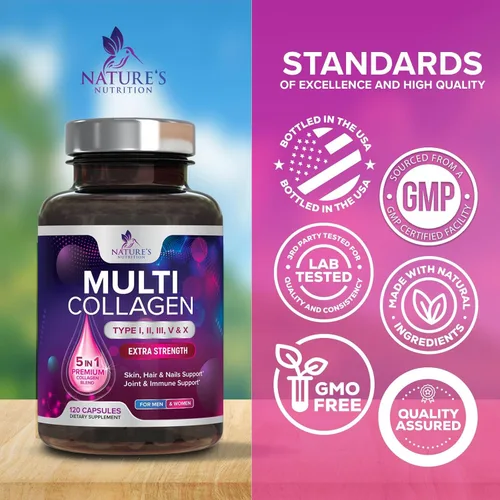 Miniatura 4 de Píldoras de colágeno múltiple de 2400 mg – Tipos avanzados I, II, III, V, X – Píldoras de péptidos de colágeno hidrolizados, suplementos de colágeno