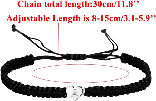 Miniatura 3 de Pulsera de cuentas personalizada con 26 iniciales, pulsera tejida con letras de corazón de cobre, pulsera tejida con dije de corazón delicado