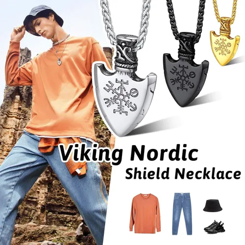 Miniatura 5 de FaithHeart Collar con colgante de runas vikingas nórdicas, martillo de Thor, brújula nórdica, Odín, cuervo, para hombres y mujeres, con embalaje