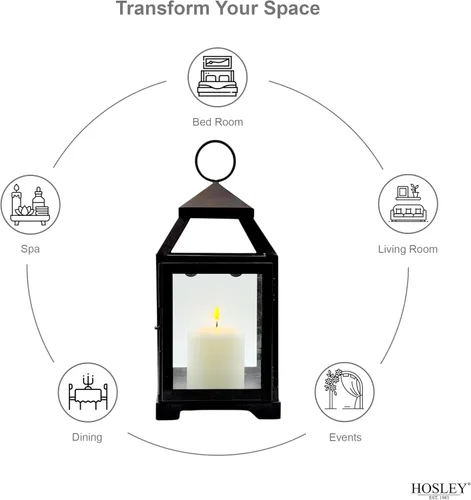 Miniatura 8 de Hosley's Farol estilo clásico, de 12 pulgadas de alto, de hierro y vidrio Regalo ideal para celebraciones, fiestas, bodas, Aromaterapia y Spa.