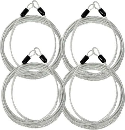 Miniatura 8 de Lumintrail Cable de seguridad con revestimiento de acero trenzado de 4 pies y 0.118 in (1/8 pulgadas), bloqueo de equipaje, cable de seguridad