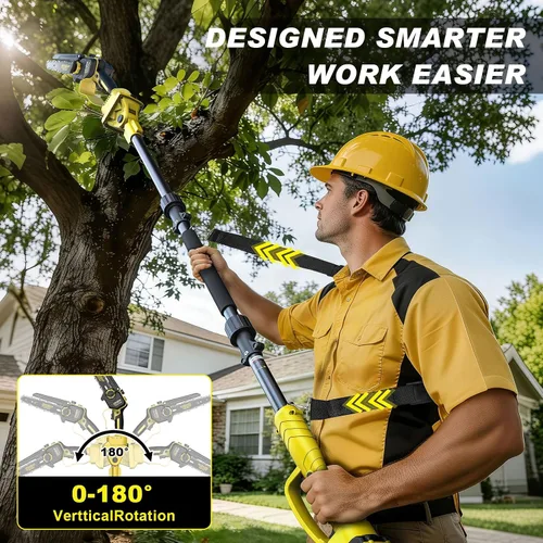 Miniatura 7 de Sierras de poste eléctricas 2 en 1 para recortar árboles, mini motosierra inalámbrica de 8 pulgadas con poste de extensión, motor sin escobillas