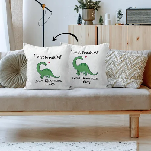 Miniatura 8 de HIWX Fundas de almohada de dinosaurio de 18 x 18 pulgadas de doble cara, regalos para amantes de los dinosaurios para niños, niñas, mujeres