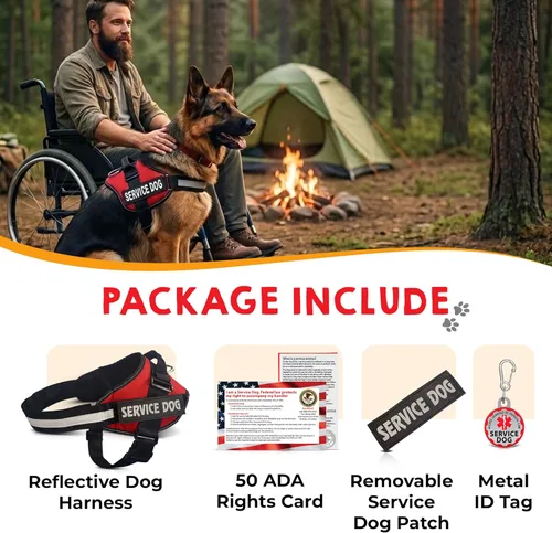 Miniatura 8 de Chaleco para Perro de Servicio + Etiqueta de Identificación + 50 Tarjetas de Información ADA - Arnés para Perro de Servicio con Parche en Tallas