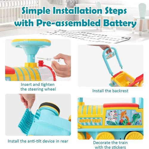 Miniatura 4 de Honey Joy - Tren para montar con 16 piezas de pistas, juguete eléctrico alimentado por batería de 6V para niños, luces intermitentes y música, Azul