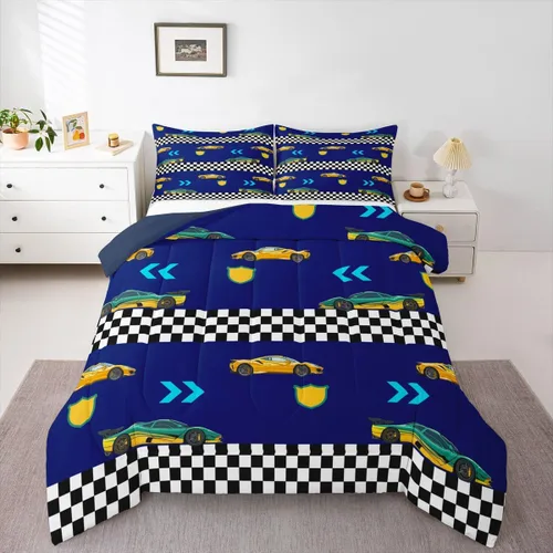 Miniatura 30 de Feelyou Juego de ropa de cama de camión de bomberos, edredón de coche de bomberos y policía para decoración de habitación de niños, tamaño Multi D05