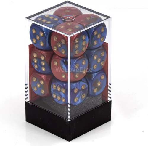 Miniatura 2 de DND - Juego de dados Chessex D&D de 0.630 in, juego de dados poliédricos de plástico Géminis, color azul, rojo y dorado, dados de mazmorras
