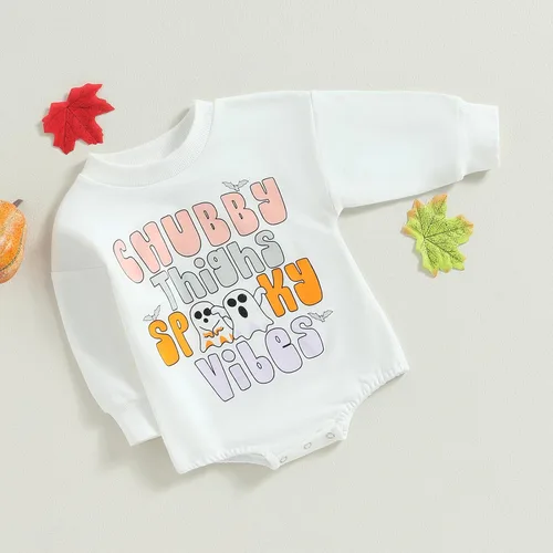 Miniatura 71 de FYBITBO Traje de Halloween para recién nacido, niña y niño, espeluznante temporada, mameluco con burbujas para otoño, Halloween, ropa de bebé