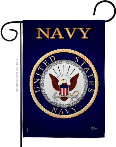 Breeze Decor Bandera de jardín de 13 x 18.5 pulgadas, con licencia oficial de las Fuerzas Armadas de los Estados Unidos de la Marina de los Estados
