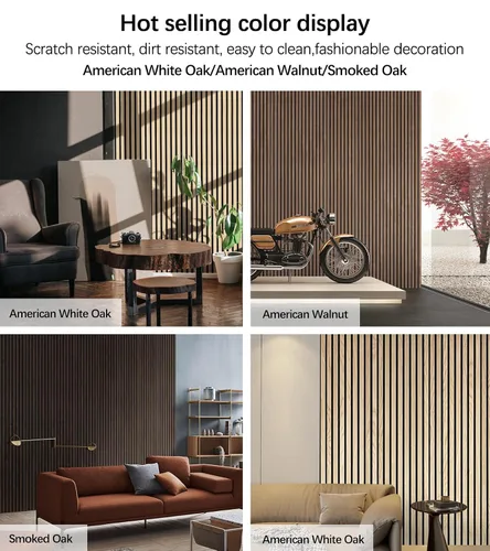 Miniatura 8 de Paneles de pared 3D para decoración de paredes interiores, paquete de 2 paneles de madera para pared, paneles acústicos de chapa de madera auténtica