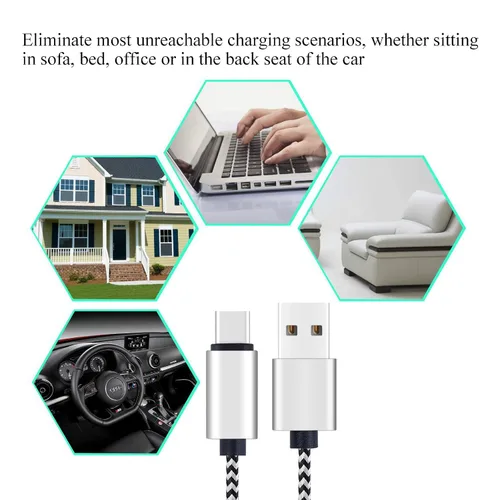 Miniatura 6 de Ailun - Paquete de 3 cables USB tipo C de 6 pies, cables de sincronización tipo C a USB de carga rápida, con trenzado de nailon para el teléfono