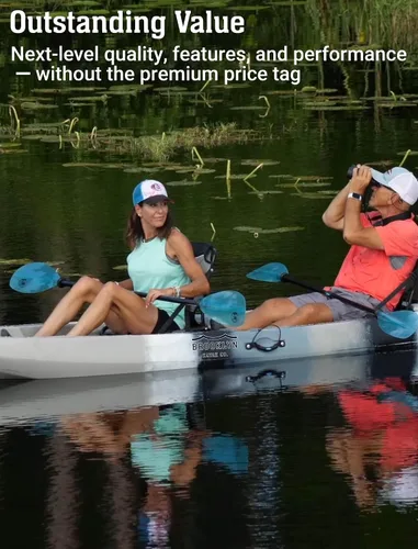 Miniatura 10 de Kayak BKC UH-TK219 12 pies tándem para sentarse en la parte superior, 2 o 3 personas con 2 remos y asientos y 5 soportes para caña de pescar