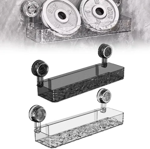 Miniatura 8 de PUSKIU Organizador de ducha con ventosa 2025, estilo de lujo, ligero, con patrón glaciar, estante multifuncional para duchas de baño, cesta