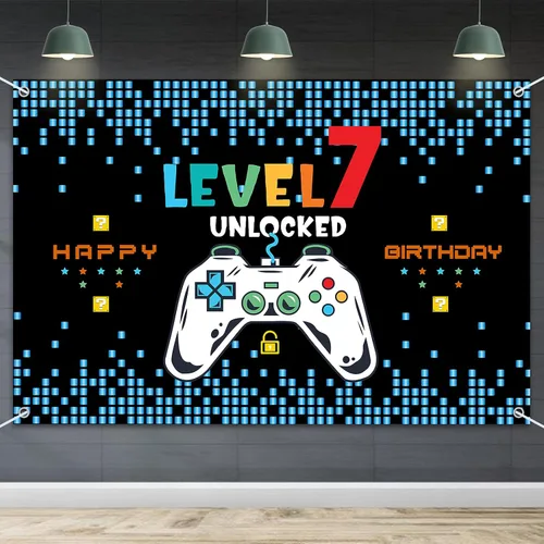 Miniatura 14 de HAMIGAR Telón de fondo Baner de Feliz 5º cumpleaños de 6 x 4 pies - Decoración de cumpleaños desbloqueada nivel 5 suministros de fiesta para niños