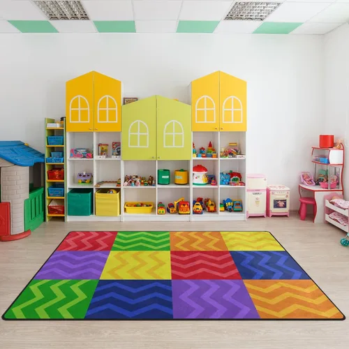 Miniatura 21 de Alfombra para Niños, Alfombra de Oruga Arcoíris ABC Letras del Alfabeto Tapete Educativo - 5x7 Pies Alfombra de Área de Aprendizaje con Respaldo