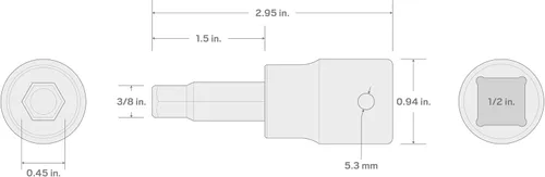 Miniatura 4 de TEKTON - Llave de tubo de 1/2 pulgada x 3/8 pulgada de impacto de broca hexagonal SIB22210