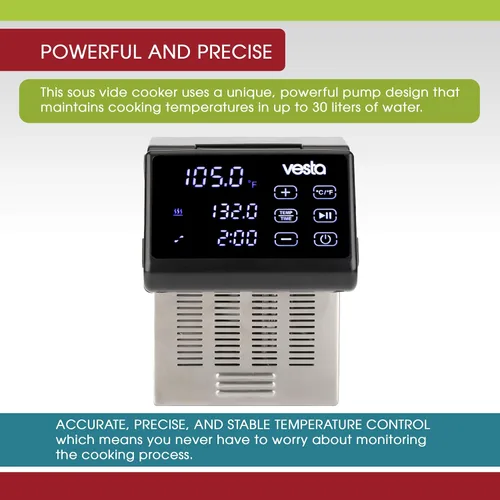 Miniatura 2 de Vesta Precision Sous Vide Cooker, certificado NSF, capacidad de 40 L, control de aplicaciones, pantalla de visualización grande, diseño plegable