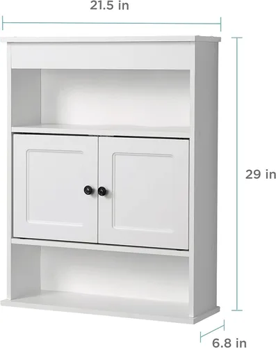Miniatura 2 de Zenna Home Armario de pared de almacenamiento para baño, organizador de almacenamiento de madera montado en la pared, gabinete de medicina ideal