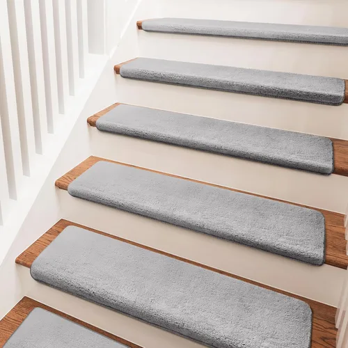 Miniatura 19 de PURE ERA Protectores de escalera para interiores, ultra felpa, suaves, para interiores, aptos para mascotas, cinta antideslizante, sin lavable