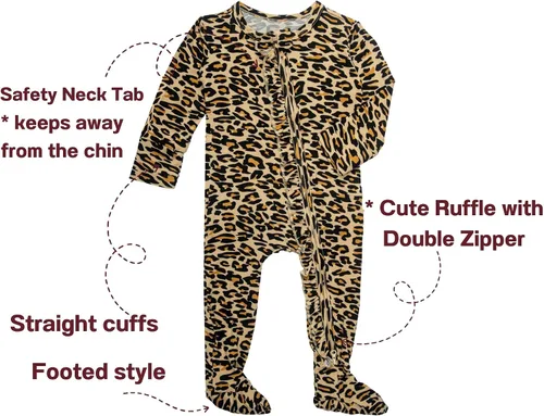 Miniatura 2 de GUISBY Pijama de bebé con volantes, manga larga suave con cremallera de 2 vías